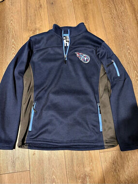 NFL Team Apparel Tennessee Titans Quarter-Zip Pullover Blue & Gray Size Medium